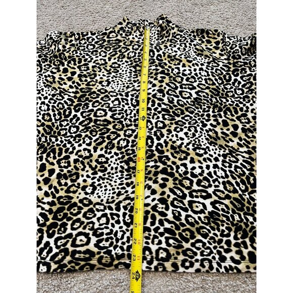 Jones New York Signature Woman Leopard Print Turtleneck Top Size 1X 100% Cotton - Picture 4 of 8